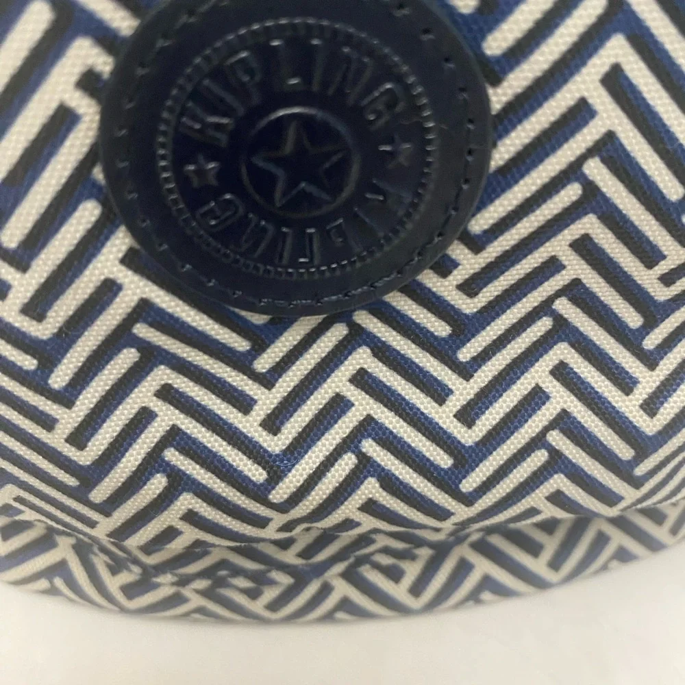 Kipling City Navy and White Chevron Patterned Backpack Water Resistant